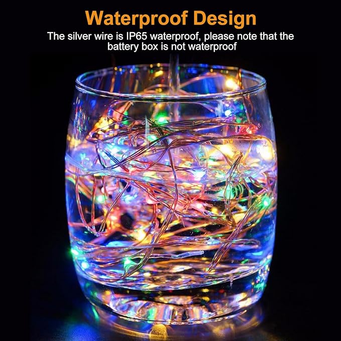 btfarm 6 Pack Fairy Lights Battery Operated [3 Modes], 7ft 20 Led Twinkle String Lights Waterproof Bulk Small Mini Sliver Wire for Christmas Mason Jars Wedding Table Centerpiece, Warm White/Colorful
