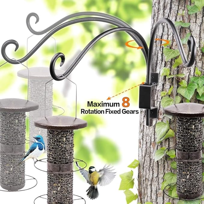 Lifyzoon Swivel Bird Feeder Hanger Hook: 16-Inch Swivel Hanging Plant Bracket, 30lb Weight Capacity - Outdoor Wall Hooks for Bird Feeder, Wind Chimes, Heavy Plants
