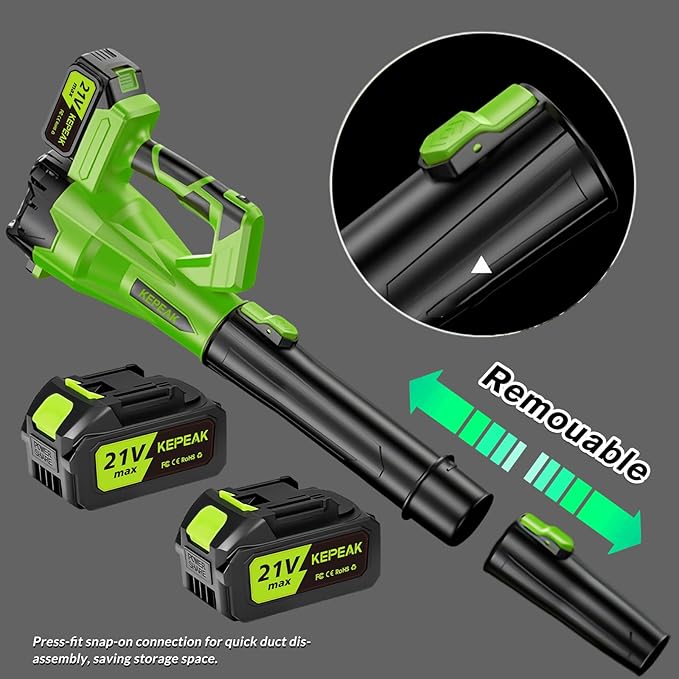 KEPEAK Leaf Blower Cordless, 650CFM & 6 Speed Levels, Electric Cordless Leaf Blower with 2 x 21V 4.0Ah Battery Powered, Blowers for Lawn Care, Yard, Blowing Leaves, Dust, Snow