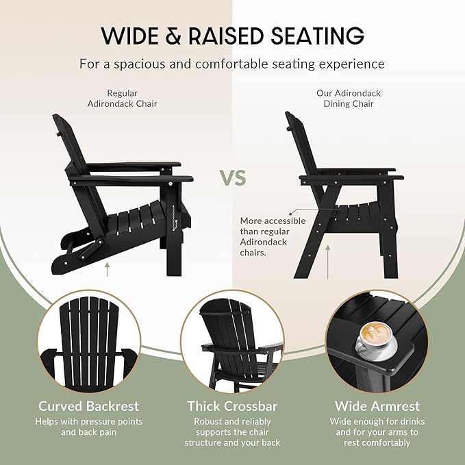WestinTrends Dylan Dylan Outdoor Patio Shell-Back Adirondack Dining Chair Weather Resistant Black