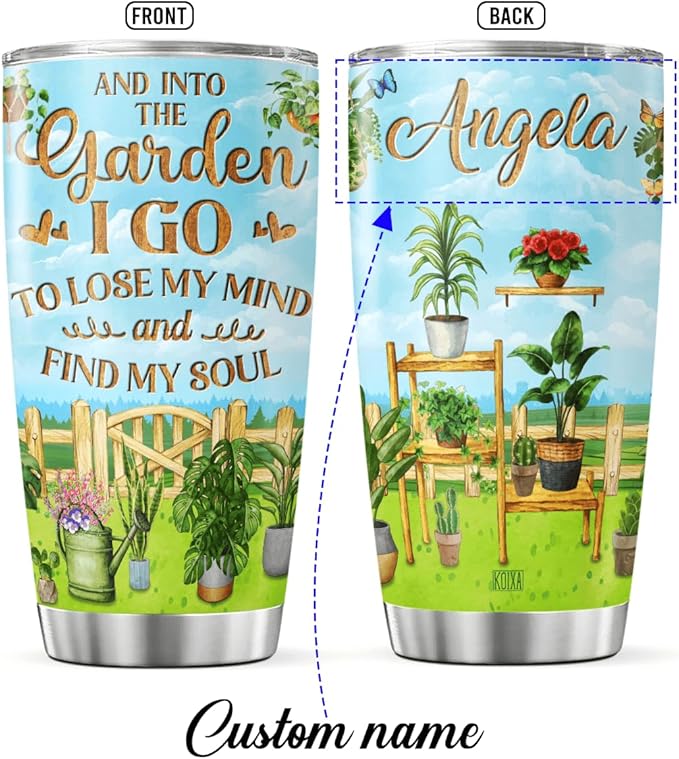 Personalized Coffee Tumbler Gardening Custom Name Birthday Gifts For Women Adults Mom Girls Grandma Plant Travel Mug With Lid Insulated Cup Cold Steel Tumblers Inspirational Quote