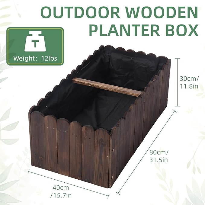 32" x 16" x 12" Outdoor Wooden Garden Bed, Wooden Planter Box, Garden Planters Boxes for Vegetables/Garden/Lawn/Patio,Acorn Brown