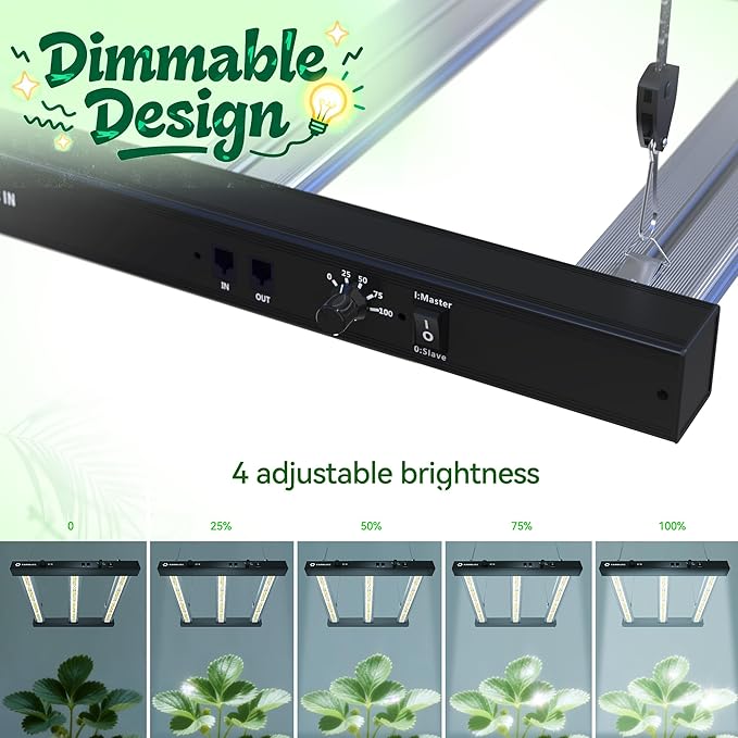 Grow Light FARMLITE Grow Lights for Indoor Plants 120Watts Full Spectrum LED Growing Light Plant Hanging Growing Bar Lamps Seedling Daisy Chain Dimmable Board 2x2ft Coverage