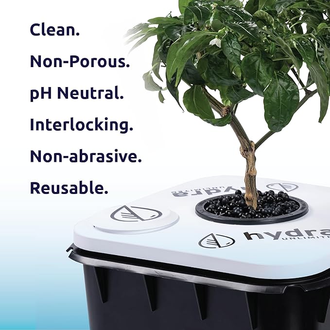 TetraBase Hydroponic Grow Media 1 Liter Bag | Reusable, pH Neutral, Non-Porous, Clean, Interlocking. Deep Water Culture DWC and Recirculating Deep Water Culture RDWC Grow Media (6 Liter)