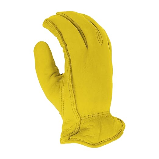 West Chester Men's Grain Deerskin Leather Thinsulate Glove, Leather Driver, Cold Weather Glove, Safety Glove, Large, (95000/L), Yellow