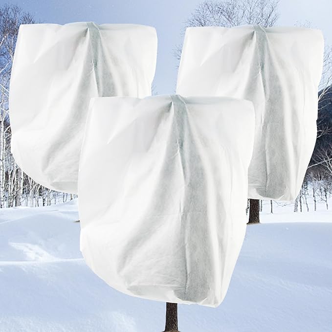 Cthenqeeu 3 Pack H84 x W72 Plant Covers Freeze Protection - Shrub Cover, Winter Tree Cover with Drawstring for Season Extension & Frost Protection, White
