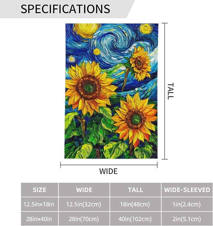Sunflower Garden Flag Vertical Double Sided Outdoor Yard Flags 12.5x18 Inch Burlap Banners for House Lawn