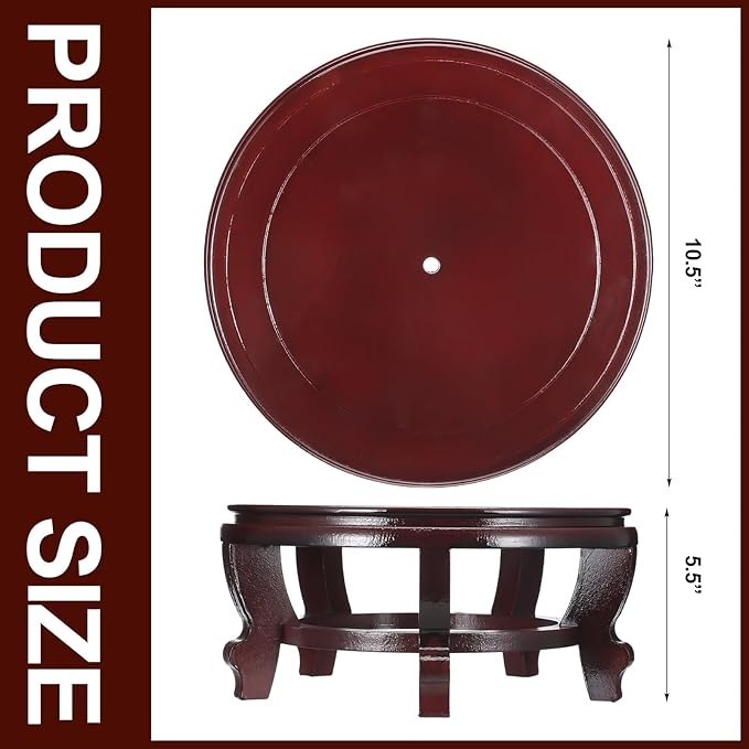 10 Inches Wooden Planter Stand Indoor Chinese Vase Fishbowl Display Stands Asian Vase Pot Traditional Stands for Home Indoor Plants Outdoor Decoration