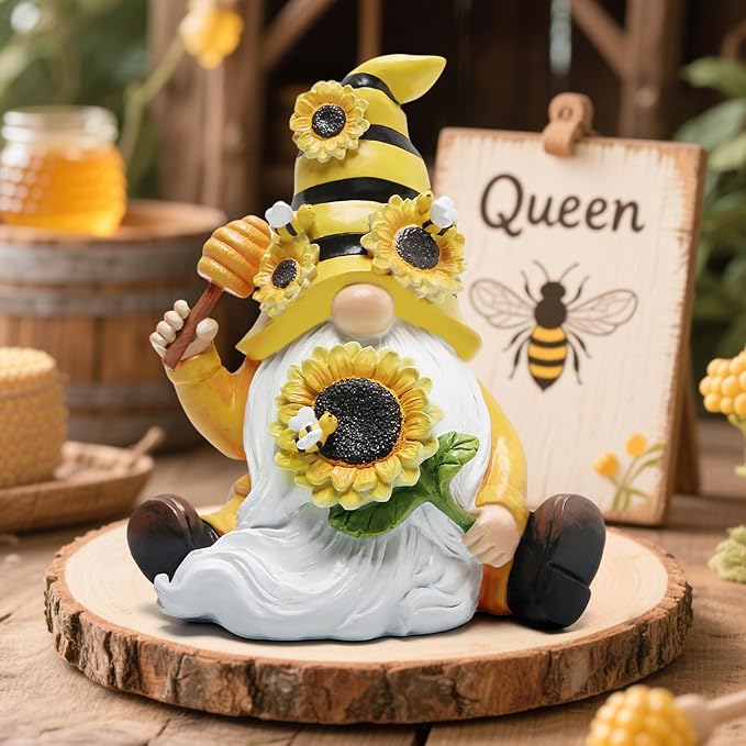 Hodao Bumble Bee Spring Gnome Decorations for Porch, Garden Yard Honey Elf Ornaments World Bee Day Decorations Gifts for Outdoor Garden Decor Birthday Gifts for Mom, Grandma, Women