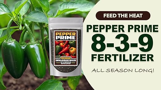 Fertilizer Commercial Grade | Pepper Prime 8-3-9 | 5 Ounces | Custom Professional Mix Blend | Controlled-Release Granular | Chelated Micronutrients | Season-Long Feed | Container and In-Ground Plants