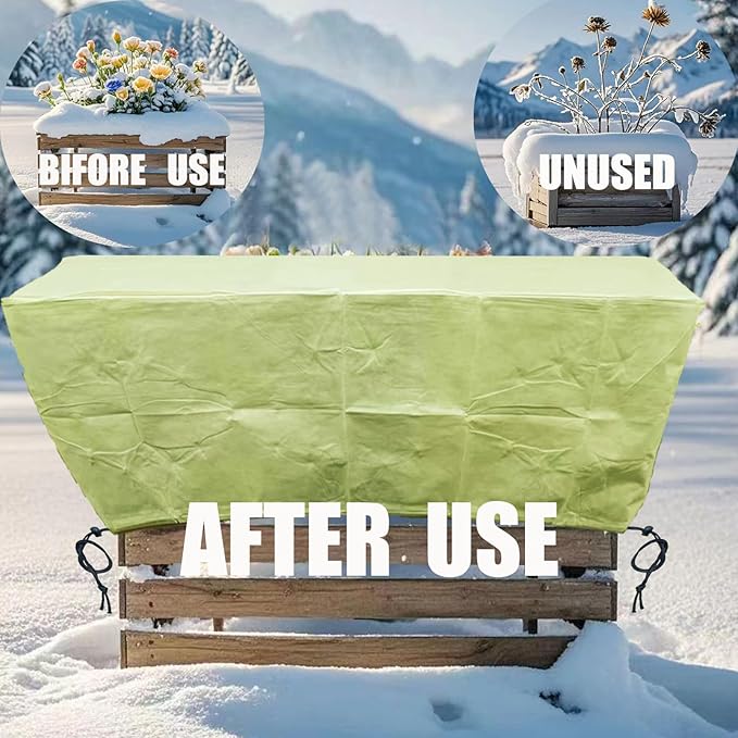 EJW Planter Cover, Plant Covers Freeze Protection,2 Pack 68" 17.8" 15.8" Planter Covers for Winter, Frost Cloths for Outdoor Plants, Raised Bed Covers for Winter.