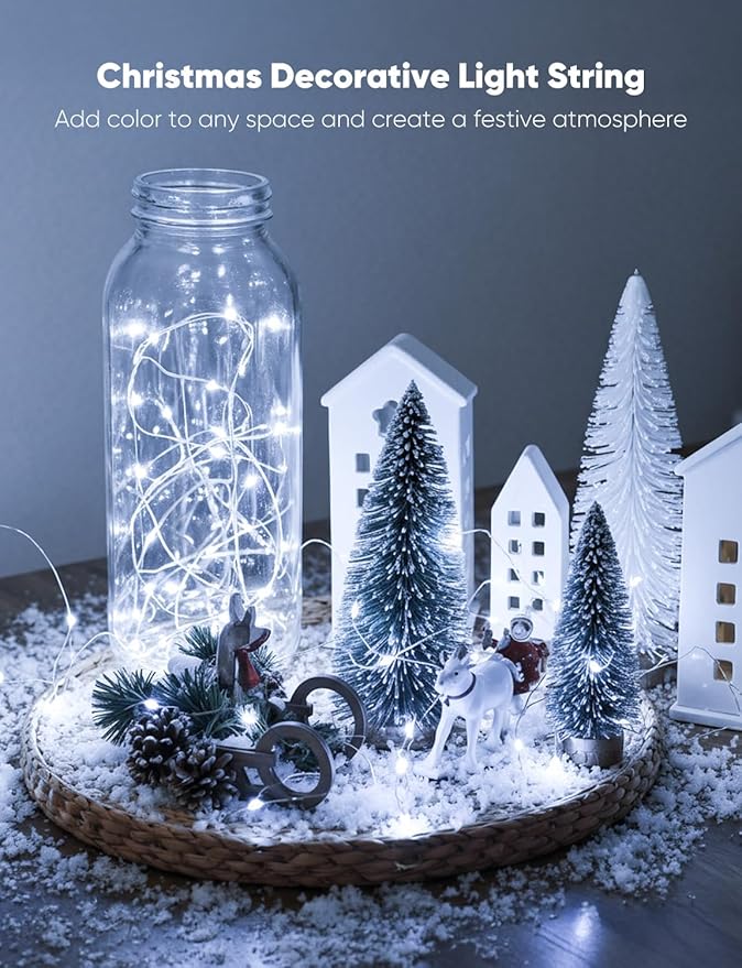 Minetom 12 Pack Fairy Lights Battery Operated String Lights 8 Modes, 7ft 20LED White Waterproof Silver Wire Twinkle Lights, Firefly Starry Moon Lights for Mason Jars DIY Christmas Wedding Party