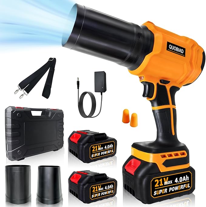 Leaf Blower Cordless with 2×21V Batteries, Turbo Jet Handheld Blower with Nozzle, Mini Leaf Blower Cordless, Variable Speed for Lawn Care, Patio, Car Drying, Snow & Dust Cleaning