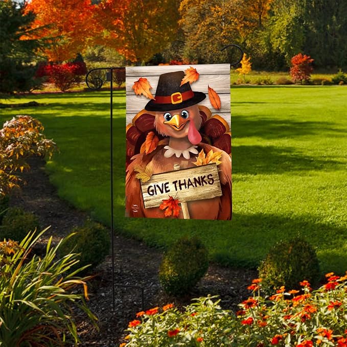 Briarwood Lane Thankful Turkey Thanksgiving Garden Flag