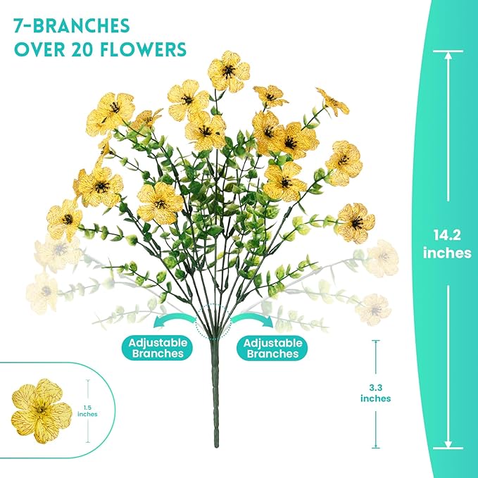 Hrobek Fake Flowers for Outdoors Faux Plants Outside Indoor,UV Resistant Realistic Silk Artificial Daisy for Home Patio Garden Back Yard Front Poch Decor Spring Summer(12 Bunches,4 Multi Colors)