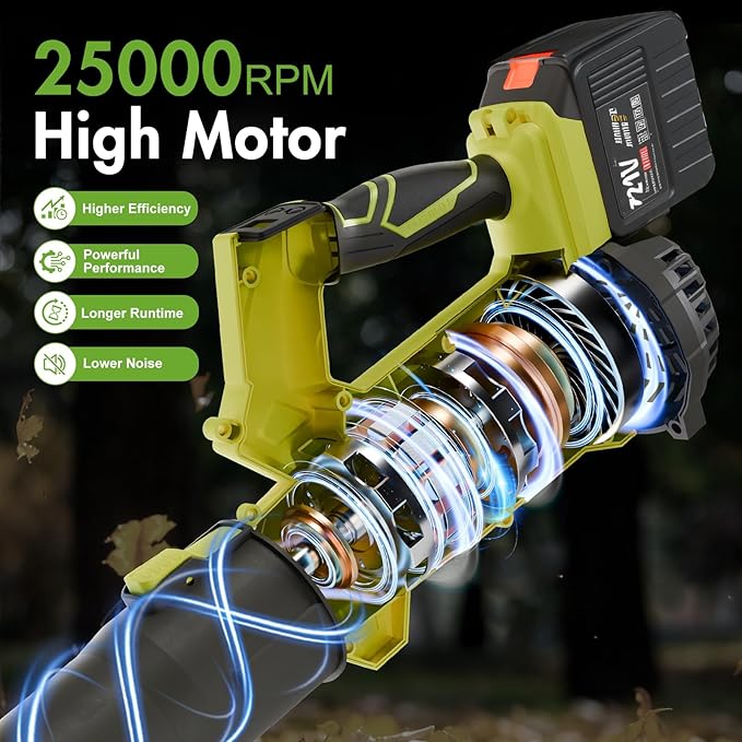 Leaf Blower Cordless 650CFM 280MPH Electric Leaf Blower with 2 x 6.0Ah Battery Operated 21V Powered, 6 Speed Mode, Handheld Blowers 2 Extended Tubes for Lawn Care, Patio, Dust, Blowing Leaves, Snow