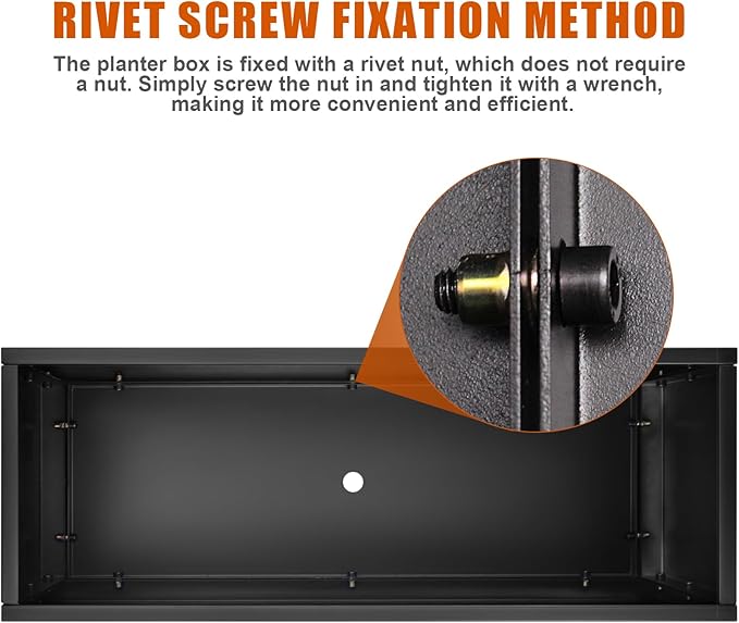 Meyoppm Metal Planter Box 40"x16"x24", Rectangular Steel Planter Box Frost Proof Rust Resistant Indoor&Outdoor, Heavy Duty Steel Planters for Commercial and Residential Use, Black