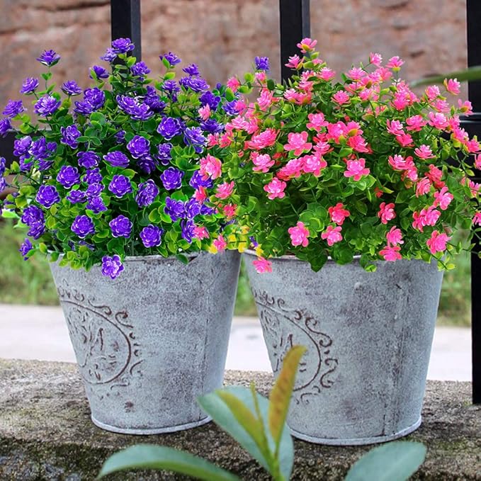 ArtBloom 24 Bundles Outdoor Artificial Flowers UV Resistant Fake Boxwood Plants, Faux Greenery for Indoor Outside Hanging Plants Garden Porch Window Box Home Wedding Farmhouse Décor (Mix Color)