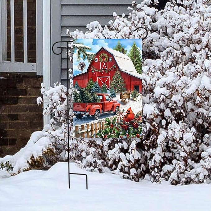 Briarwood Lane Red Barn Christmas Garden Flag