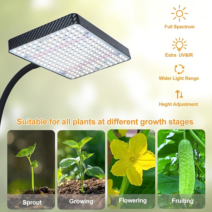 GroCruiser Tall Bonsai Tree Grow Light with Stand, 25 Watt Standing Plant Growing Lamps for Large Houseplants, Adjustable 12"-48" Tripod Stand Grow Light, Daisy Chain Function, On/Off Switch