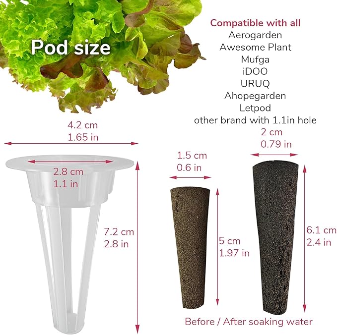 20-pod Seed Kit (Lettuce Salad Green) for AeroGarden, Mufga, iDOO and Other Indoor Hydroponic Gardens - 20 Grow Sponges, Baskets, Domes, Labels