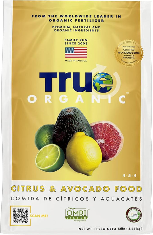 True Organic Citrus & Avocado Food – Organic Fertilizer for Lush Foliage and Abundant Fruit – 12lb Bag Covers 210 Sq. Ft.