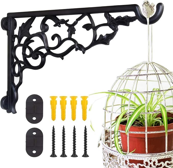 Plant Hanging bracket,13 Inch Aluminum Heavy duty plant hanger,durable rust-resistant Decorative wall mount plant bracket hook for outdoor indoor Hanging Plant Flower Lantern Bird Feeder Wind Chimes