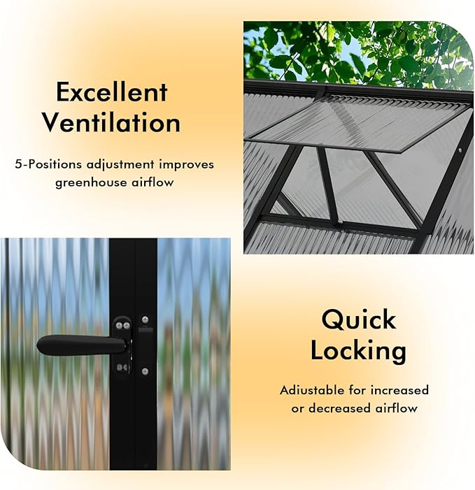 6×7.5FT Greenhouse for Outdoors, Walk in Greenhouse Kit and Winter Garden Planting, Green Houses for Outside with Electronic Thermometers, Withstands Strong Wind or Snow to Protect Vegetable or Plants