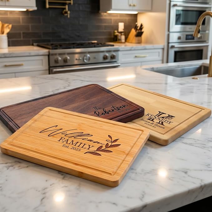 Personalized Cutting Board for Couples, Custom Wood Chopping Boards for the Kitchen, Birthday, Housewarming, Wedding, Anniversary, Bridal Shower, Engagement and Valentine, Meaningful Gift