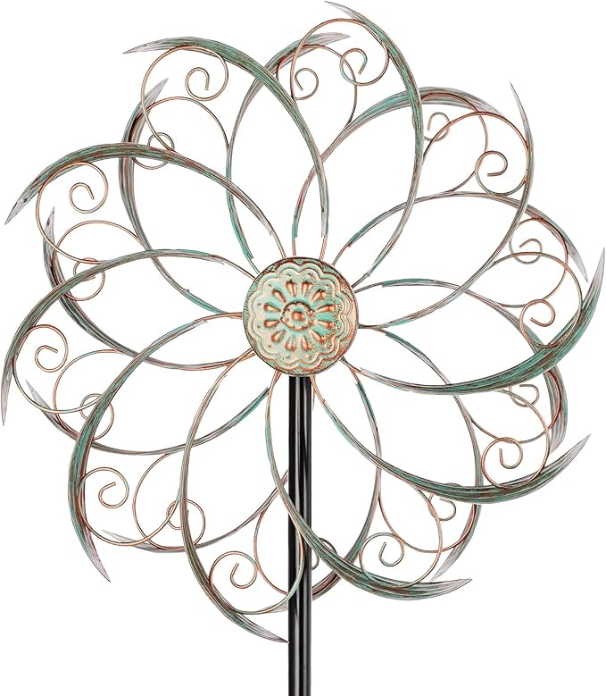 VEWOSTAR Wind Spinners Outdoor Wind Spinner Metal 13” Dia Wind Spinners for Yard and Garden Decor Pinwheels Wind Sculptures & Spinners(57” H)