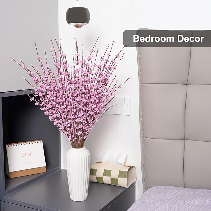 10 Pcs 29.5" Long Jasmine Artificial Flowers Fake Flowers Dry Branches Stem for Home Office DIY Floral Art Plant Wedding Table Centerpieces Restaurant Vase Decoration (Macaron Pink)