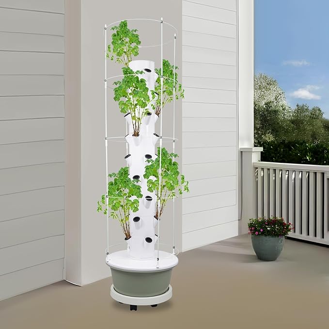 Hydroponic Growing System, 36-Plant Vegetable Planter Tower with Climbing Frame, Outdoor Indoor Garden Vertical Planter Germination Kit with Water Pump, Intelligent Water Circulation & Loop Timer
