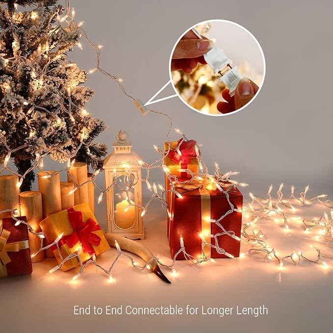 2 Pack 50 Count Christmas String Lights Clear Warm White Mini Lights Plug Powered Waterproof for Indoor and Outdoor Use, 12 Feet for Christmas Tree Party, Wedding Holiday Patio Xmas Decorations