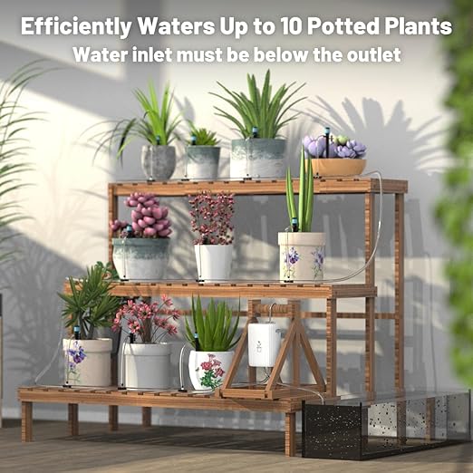 Automatic Plant Watering Devices for Indoor/Outdoor, GreenVation 2.4GHz WiFi Sprinkler Timer Self Watering System for Potted Plants, Smart Auto Drip Irrigation Kit for Garden (10 Zone)