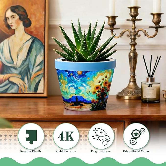 MYLARREN 3D Puzzle Planter, 152 Pcs 3D Puzzle Vases for Adults, Flowers, Small Cute Indoor Plant Pot, Arts and Crafts for Kids 4-6, Adults, Girls, Unique Flower Vases(Sunflower)