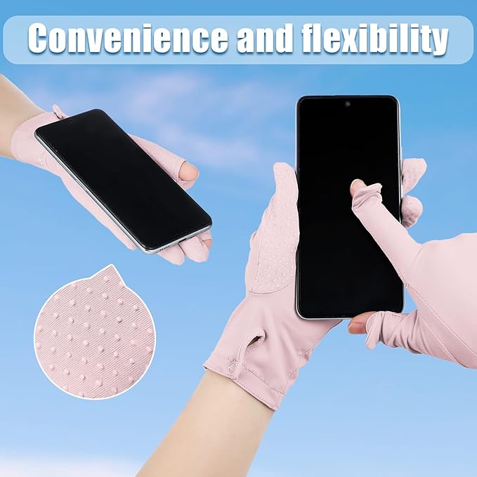 Loopeer 2 Packs Women Sun Protection Driving UV Gloves Full Finger Touchscreen Non Slip Breathable Summer Outdoor Gloves