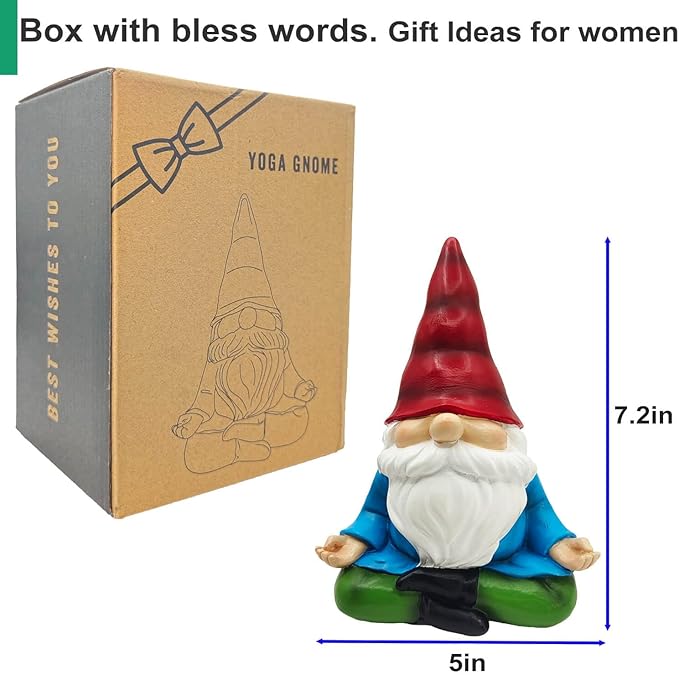 Yoga Garden Gnomes Statues, Funny Garden Gnome Decorations Outdoor Yard Lawn, Home Decor Birthday Gifts for Women Mom Dad Friends