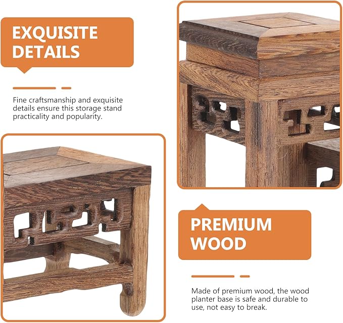 DOITOOL Wooden Plant Stand Indoor 2 Tier Wood Plant Shelf Wooden Planter Risers Flower Stand Vintage Display Planter Display Figurine Display Base for Home Garden