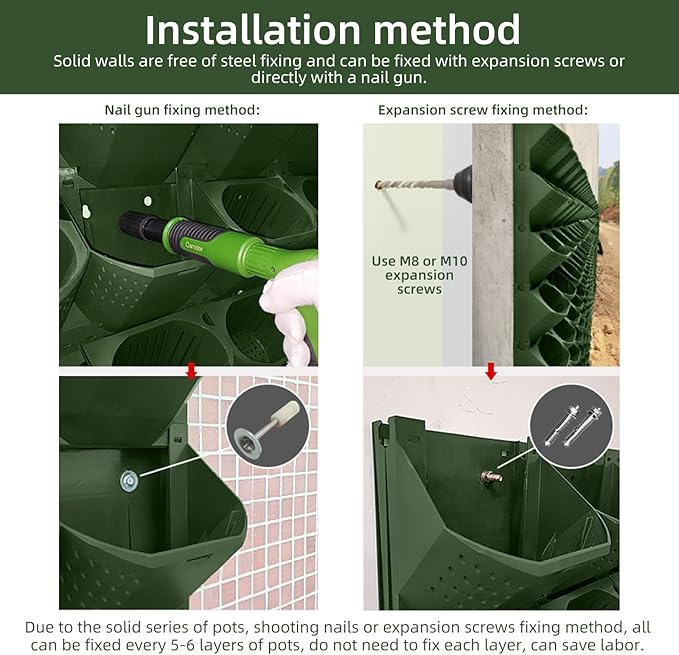 ZIAERKOR Self Watering Wall Mounted Vertical Planter, 36 Pots Wall Planter Indoor Vertical Living Green Plant Wall Easy Installation (Green with Timing System)