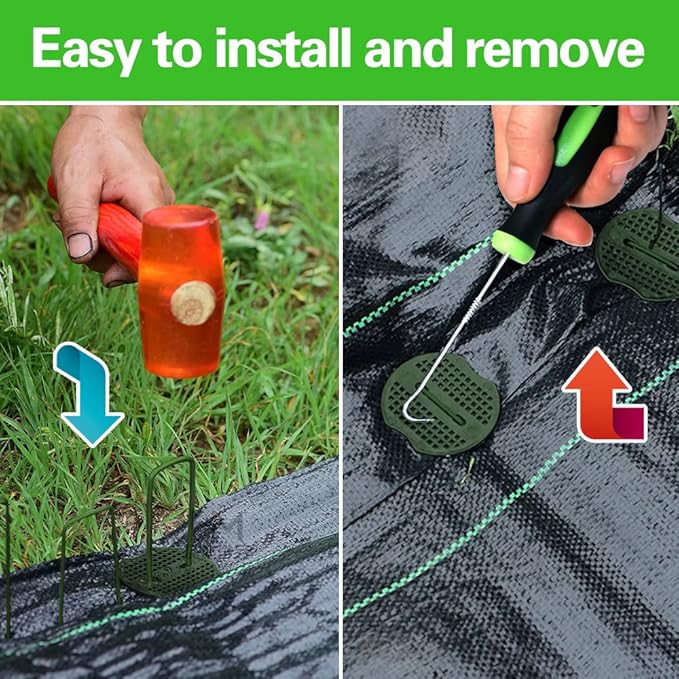 Bakulyor 200pcs Green Artificial Turf Stakes Staples + 200pcs Buffer Washer, 6 Inch 11 Gauge Landscape Staples, Galvanized Lawn Spikes, Heavy Duty Yard Ground Pin for Grass Weed Barrier Sod Fabric