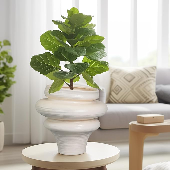 Teagas Ceramic Bonsai Planters 11 Inch - Pots for Plants Indoor Outdoor, Plant Pot with Drainage Hole, Decorative Flower Pot for Home Garden Patio Office, Gift for Men Women, White
