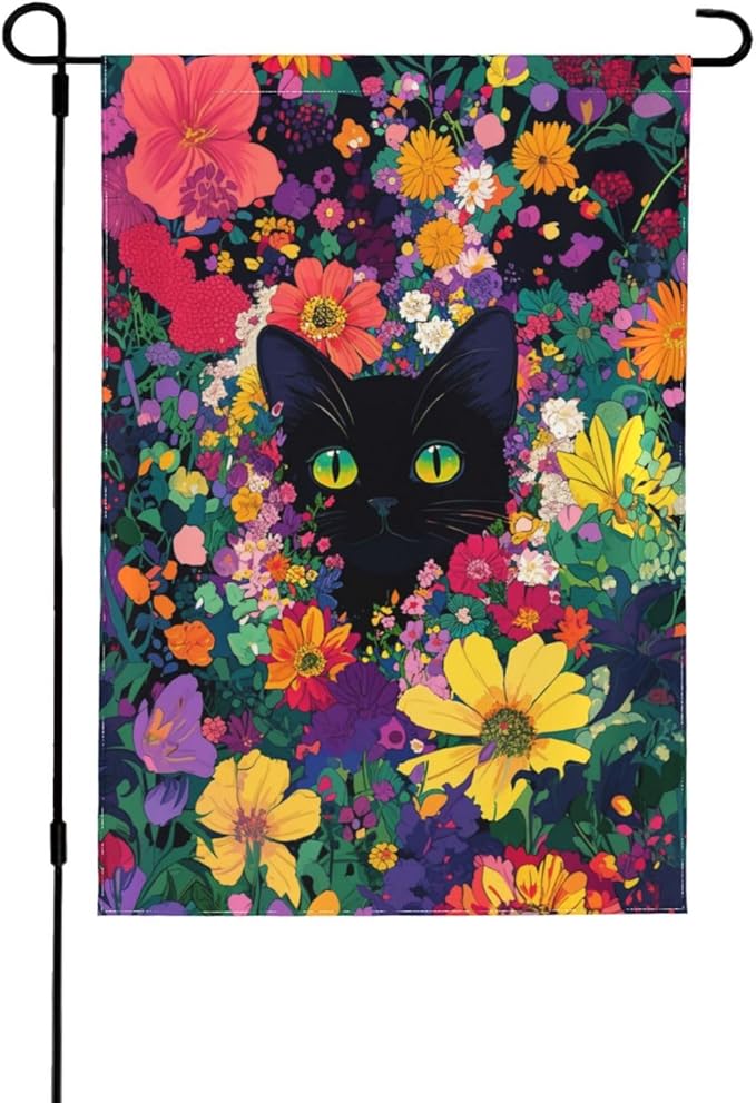 Cat Garden Flag Vertical Double Sided Outdoor Yard Flags 12.5x18 Inch Burlap Banners for House Lawn