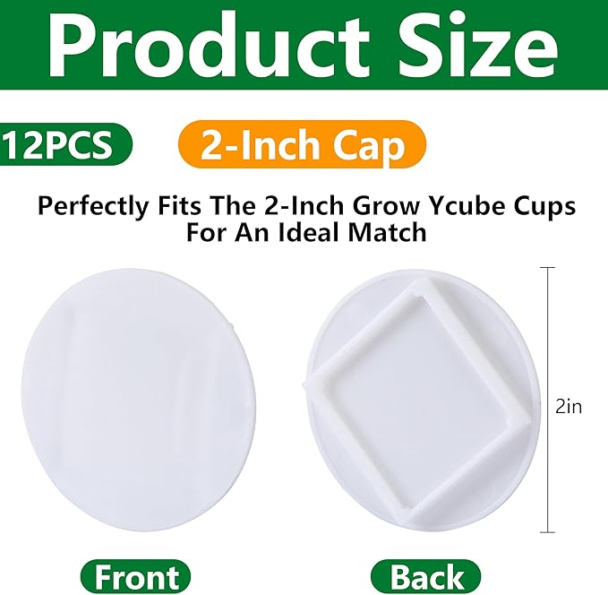 EBaokuup 12 Pcs Hydroponics Pod Caps with Colored Lables, Grow Cubes Cap Compatible with yPod, Plant Grow Pods Cover for Garden Hydroponics Growing System