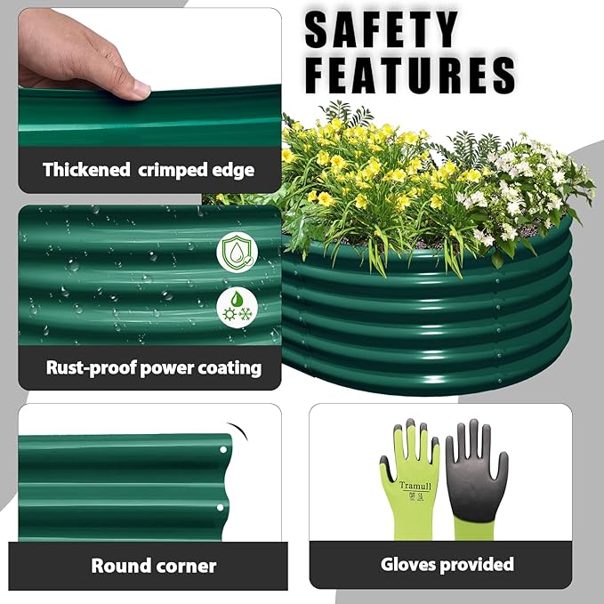 4 Pack 8x3x1.5FT Galvanized Raised Garden Bed Large Metal Planter Box Kit Elevated Raised Garden Planters for Outdoor Plants, Green