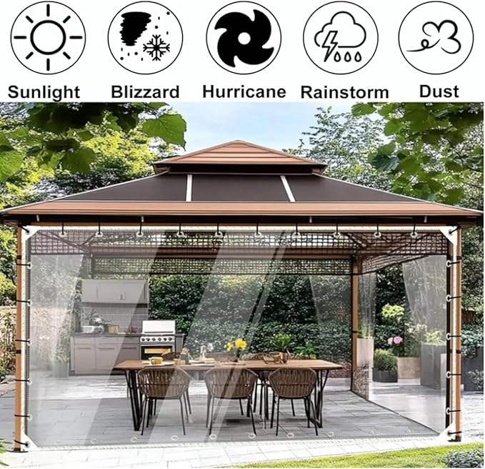 Clear Tarps Heavy Duty Waterproof PVC Vinyl 14 Mil Tarpaulin, Glass Tarpaulin 4' x 6' with Metal Grommets，Protects Against Water, Tear, Cold Weather Resistan for Greenhouse Balcony Garden