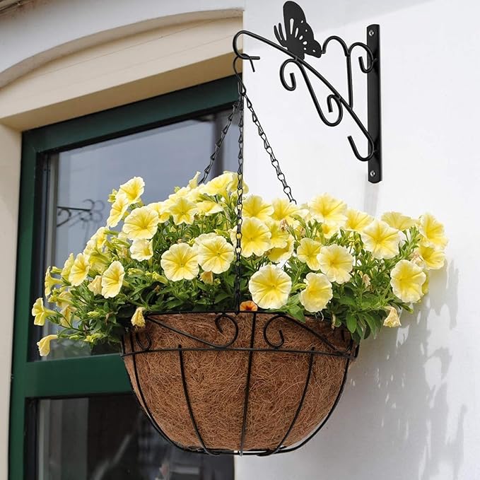 Elaiko Flower Pot Chain 24 Inch Hanging Flower Basket Galvanized Replacement Chain 3 Point Garden Plant Hanger (8pcs(Black))