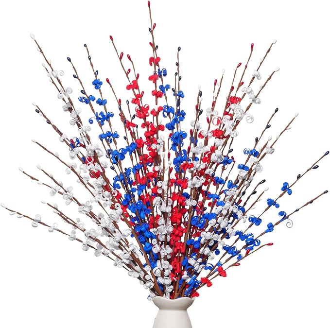 10 Pcs 29" Jasmine Artificial Flowers Red White Blue Artificial Jasmine Fall Flowers for Wedding Bouquets Home Office Party Table Centerpieces Vase Decor