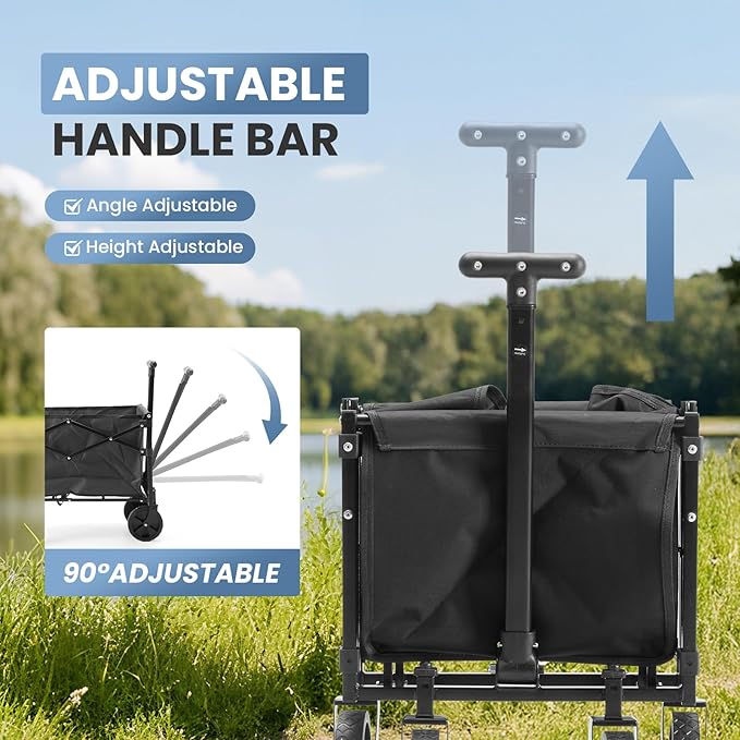 NEWBULIG Collapsible Wagon Cart, Foldable Beach Wagon with Wheels - Lightweight Foldable Utility Cart, Easy to Carry for Grocery Shopping, Garden & Camping