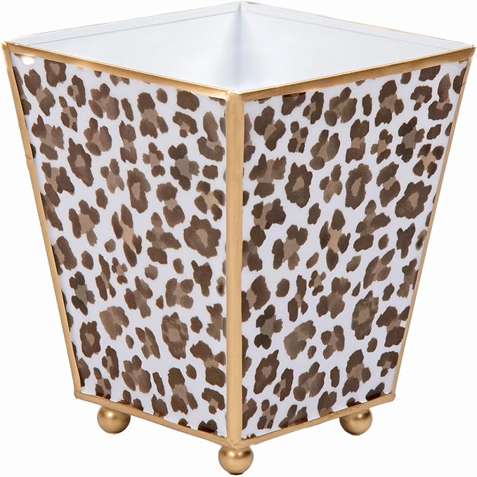 Jaye's Studio Decorative Planter Pots for Indoor Plants, Cachepot for Office, Kitchen, Bedroom, Desk, Living Room, Metal Flower Pot Small Planters, Gold Plant Pot Chinoiserie (Leopard Spots, 6 Inch)