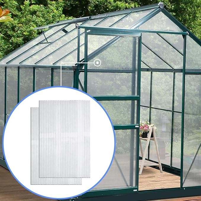 DGSL 18 Pcs Polycarbonate Greenhouse Panels, 4' x 2' x 0.16'' Twin-Wall Panels, Polycarbonate Sheet for All Weather Outdoor Garden and Greenhouse Covering